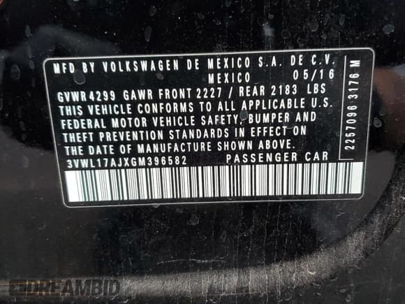 ✅ 2016 Volkswagen Jetta SEL • VIN: 3VWL17AJXGM396582 • Lot: 91821485. Listed on Copart with 105,330 mi. Free auction sales archive from the USA and detailed vehicle history report at DreamBid. Image 12.