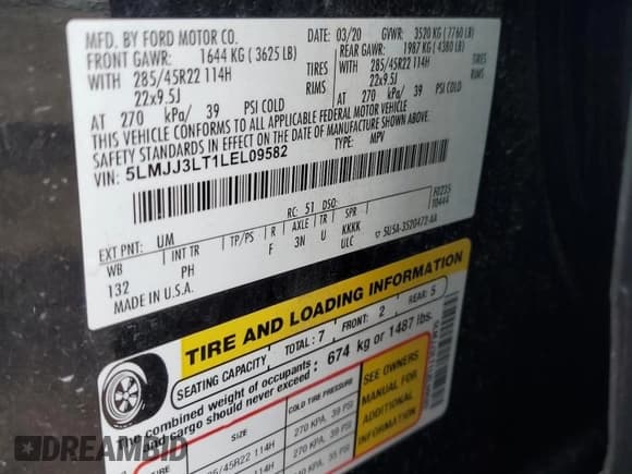 ✅ 2020 Lincoln Navigator Reserve • VIN: 5LMJJ3LT1LEL09582 • Лот: 63826135. Опубликован ранее на Copart с пробегом 47 003 миль. Бесплатный доступ к архиву аукционных продаж из США и подробный отчёт об истории автомобиля на DreamBid. Изображение 12.