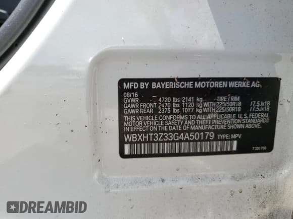 ✅ 2016 BMW X1 xDrive28i • VIN: WBXHT3Z33G4A50179 • Lot: 69081015. Listed on Copart with Not provided. Free auction sales archive from the USA and detailed vehicle history report at DreamBid. Image 13.