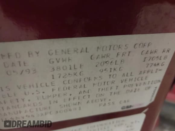 ✅ 1993 Buick Skylark • VIN: 1G4NV543XPC300481 • Лот: 43756446. Опубликован ранее на IAAI с пробегом 118 518 миль. Бесплатный доступ к архиву аукционных продаж из США и подробный отчёт об истории автомобиля на DreamBid. Изображение 9.