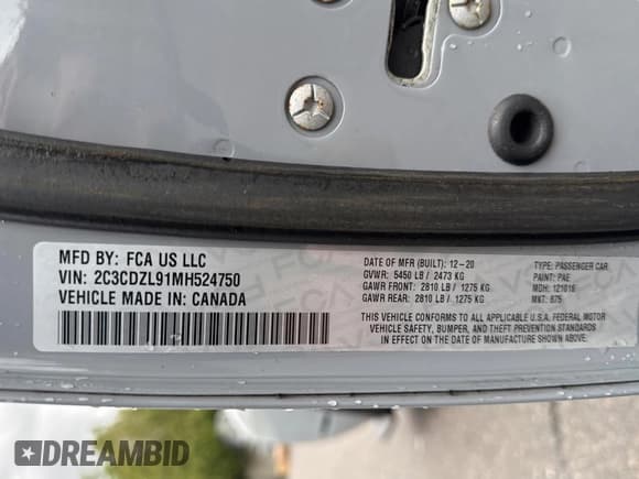 ✅ 2021 Dodge Challenger SRT Hellcat Redeye Widebody • VIN: 2C3CDZL91MH524750 • Lot: 69483335. Wystawiony na Copart z przebiegiem 37 866 mil. Bezpłatny archiwum sprzedaży aukcyjnych z USA i szczegółowy raport historii pojazdu na DreamBid. Zdjęcie 10.