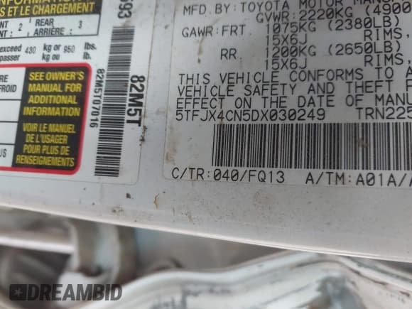 ✅ 2013 Toyota Tacoma • VIN: 5TFJX4CN5DX030249 • Лот: 41810560. Опубликован ранее на IAAI с пробегом 177 680 миль. Бесплатный доступ к архиву аукционных продаж из США и подробный отчёт об истории автомобиля на DreamBid. Изображение 9.