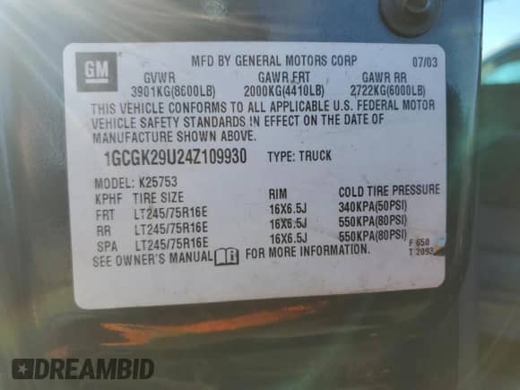 ✅ 2004 Chevrolet Silverado 2500 LS • VIN: 1GCGK29U24Z109930 • Lot: 50137625. Wystawiony na Copart z przebiegiem 309 478 mil. Bezpłatny archiwum sprzedaży aukcyjnych z USA i szczegółowy raport historii pojazdu na DreamBid. Zdjęcie 12.