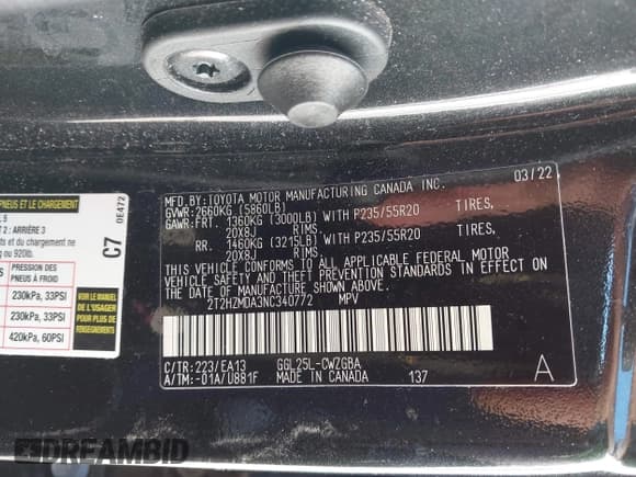 ✅ 2022 Lexus RX 350 • VIN: 2T2HZMDA3NC340772 • Lot: 43494407. Listed on IAAI with 80,047 mi. Free auction sales archive from the USA and detailed vehicle history report at DreamBid. Image 9.