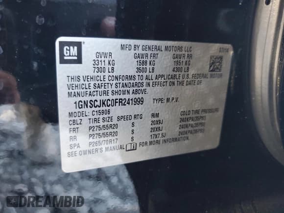 ✅ 2015 Chevrolet Suburban LT • VIN: 1GNSCJKC0FR241999 • Lot: 75596714. Wystawiony na Copart z przebiegiem 192 747 mil. Bezpłatny archiwum sprzedaży aukcyjnych z USA i szczegółowy raport historii pojazdu na DreamBid. Zdjęcie 13.