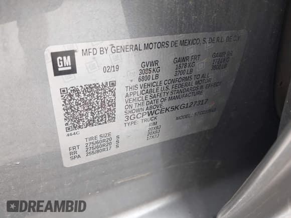 ✅ 2019 Chevrolet Silverado 1500 LT • VIN: 3GCPWCEK5KG127317 • Lot: 42642169. Wystawiony na IAAI z przebiegiem 127 563 mil. Bezpłatny archiwum sprzedaży aukcyjnych z USA i szczegółowy raport historii pojazdu na DreamBid. Zdjęcie 7.