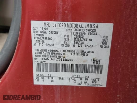✅ 2003 Ford Excursion Eddie Bauer • VIN: 1FMNU44L73EB56240 • Лот: 93454445. Опубликован ранее на Copart с пробегом 234 076 миль. Бесплатный доступ к архиву аукционных продаж из США и подробный отчёт об истории автомобиля на DreamBid. Изображение 13.