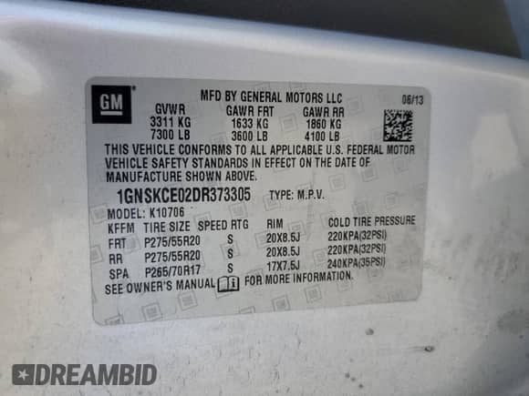 2013 Chevrolet Tahoe LTZ z VIN 1GNSKCE02DR373305, wystawiony jako Copart lot #80902065 z przebiegiem 268 880 mil mil oraz Szkoda całkowita • Salvage title. Historia ofert i sprzedaży dostępna na DreamBid. Obrazek 13.