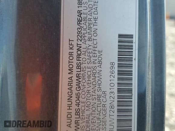 ✅ 2003 Audi TT • VIN: TRUWT28N231012698 • Lot: 81917055. Listed on Copart with 199,493 mi. Free auction sales archive from the USA and detailed vehicle history report at DreamBid. Image 12.