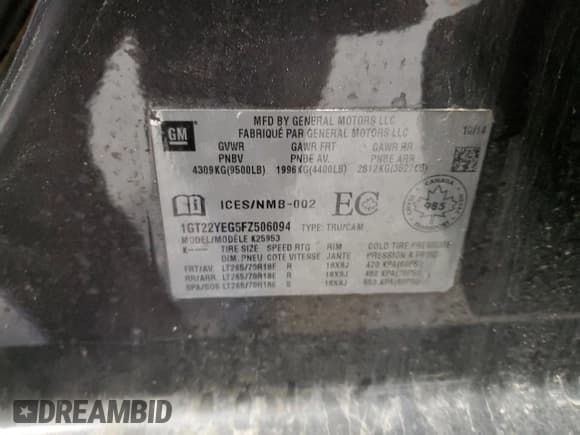 ✅ 2015 GMC Sierra 2500HD SLE • VIN: 1GT22YEG5FZ506094 • Лот: 55155655. Опубликован ранее на Copart с пробегом 145 815 миль. Бесплатный доступ к архиву аукционных продаж из США и подробный отчёт об истории автомобиля на DreamBid. Изображение 12.
