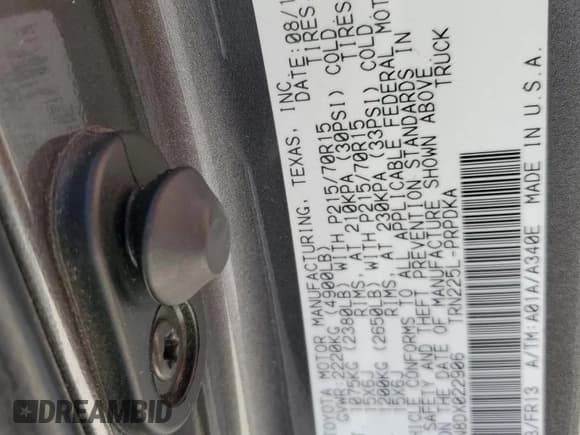 ✅ 2013 Toyota Tacoma • VIN: 5TFJX4CN8DX022906 • Lot: 91903565. Listed on Copart with 340,510 mi. Free auction sales archive from the USA and detailed vehicle history report at DreamBid. Image 12.