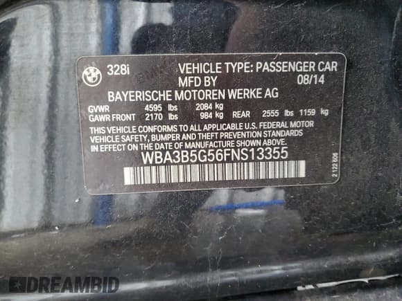 ✅ 2015 BMW 3 Series 328i xDrive • VIN: WBA3B5G56FNS13355 • Лот: 82417425. Опубликован ранее на Copart с пробегом 121 175 миль. Бесплатный доступ к архиву аукционных продаж из США и подробный отчёт об истории автомобиля на DreamBid. Изображение 12.