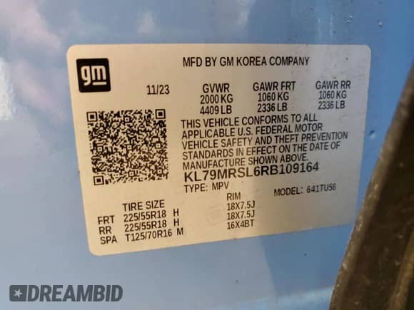 2024 Chevrolet TrailBlazer LT с VIN KL79MRSL6RB109164, выставлен на аукционе Copart как лот 89803585 с пробегом 44 123 миль миль и Чистый • Clean title. История ставок и продаж доступна на DreamBid. Изображение 13.