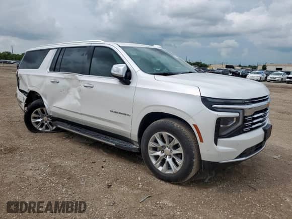 2025 Chevrolet Suburban Premier with VIN 1GNS6FRD7SR181541, listed as a Copart auction lot 64447805 with 2,843 mi miles and Salvage title. Bid and sale history available at DreamBid. Image 4.