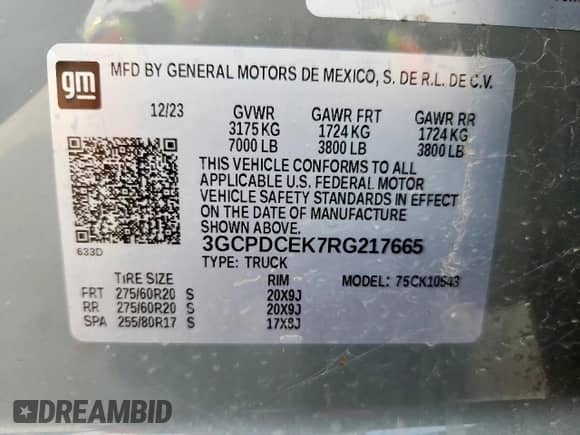 2024 Chevrolet Silverado 1500 Custom Trail Boss z VIN 3GCPDCEK7RG217665, wystawiony jako Copart lot #71836705 z przebiegiem 19 585 mil mil oraz Czysty tytuł • Clean title. Historia ofert i sprzedaży dostępna na DreamBid. Obrazek 12.