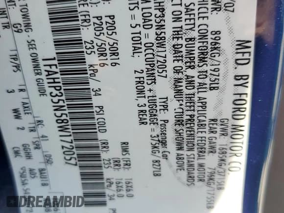 ✅ 2008 Ford Focus SE • VIN: 1FAHP35N58W172057 • Lot: 85383065. Wystawiony na Copart z przebiegiem 181 650 mil. Bezpłatny archiwum sprzedaży aukcyjnych z USA i szczegółowy raport historii pojazdu na DreamBid. Zdjęcie 13.