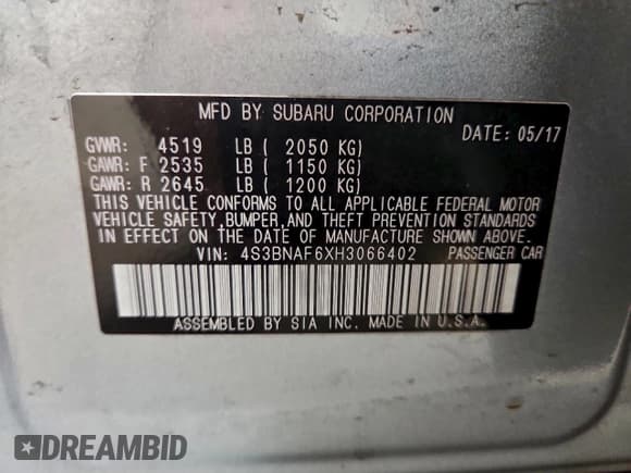 ✅ 2017 Subaru Legacy Premium • VIN: 4S3BNAF6XH3066402 • Lot: 94132915. Wystawiony na Copart z przebiegiem 77 027 mil. Bezpłatny archiwum sprzedaży aukcyjnych z USA i szczegółowy raport historii pojazdu na DreamBid. Zdjęcie 12.