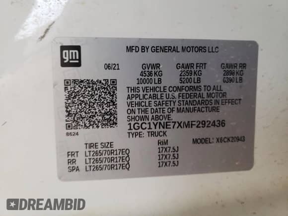 2021 Chevrolet Silverado 2500HD LT z VIN 1GC1YNE7XMF292436, wystawiony jako Copart lot #84264044 z przebiegiem 111 721 mil mil oraz Czysty tytuł • Clean title. Historia ofert i sprzedaży dostępna na DreamBid. Obrazek 12.