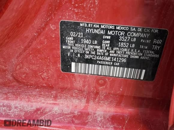 2021 Hyundai Accent SE z VIN 3KPC24A66ME141296, wystawiony jako Copart lot #48228344 z przebiegiem 48 249 mil mil oraz . Historia ofert i sprzedaży dostępna na DreamBid. Obrazek 12.