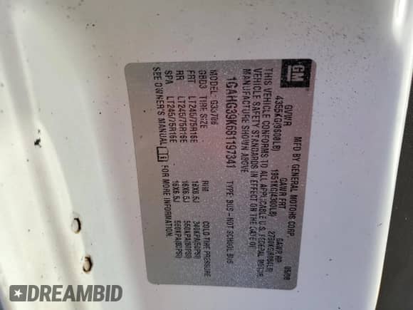 2008 Chevrolet Express Passenger z VIN 1GAHG39K681197341, wystawiony jako Copart lot #76667264 z przebiegiem 229 083 mil mil oraz Szkoda całkowita • Salvage title. Historia ofert i sprzedaży dostępna na DreamBid. Obrazek 13.