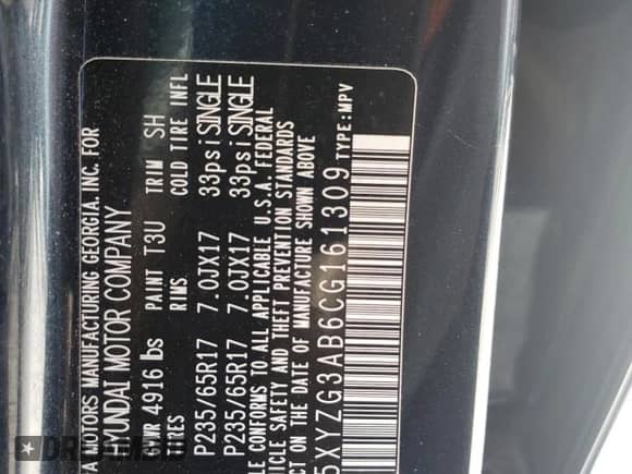 2012 Hyundai Santa Fe GLS с VIN 5XYZG3AB6CG161309, выставлен на аукционе Copart как лот 58840254 с пробегом 220 493 миль миль и Списание • Salvage title. История ставок и продаж доступна на DreamBid. Изображение 14.