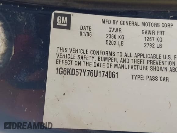 ✅ 2006 Cadillac DTS 1SC • VIN: 1G6KD57Y76U174061 • Лот: 43633291. Опубликован ранее на IAAI с пробегом 138 750 миль. Бесплатный доступ к архиву аукционных продаж из США и подробный отчёт об истории автомобиля на DreamBid. Изображение 9.