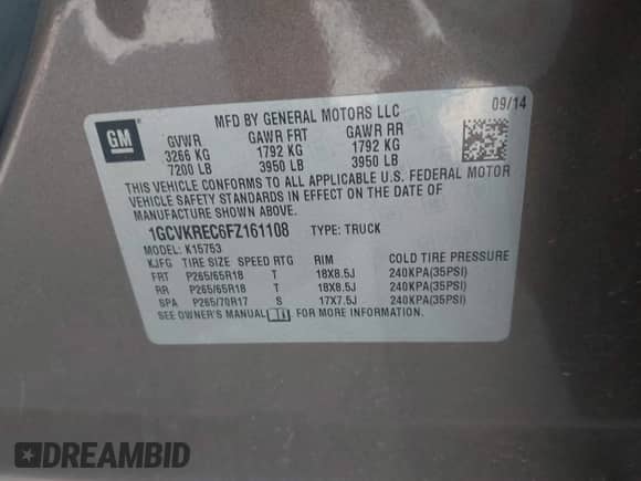 2015 Chevrolet Silverado 1500 LT z VIN 1GCVKREC6FZ161108, wystawiony jako IAAI lot #43074690 z przebiegiem 198 960 mil mil oraz . Historia ofert i sprzedaży dostępna na DreamBid. Obrazek 9.