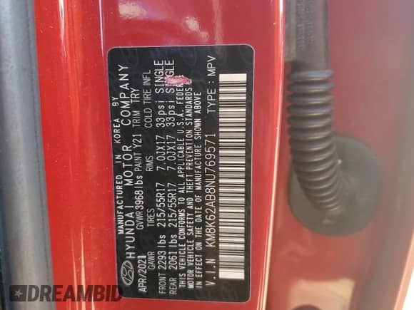 2022 Hyundai Kona SEL z VIN KM8K62AB8NU769571, wystawiony jako Copart lot #84854064 z przebiegiem 33 472 mil mil oraz Szkoda całkowita • Salvage title. Historia ofert i sprzedaży dostępna na DreamBid. Obrazek 15.