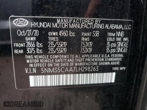 ✅ 2020 Hyundai Santa Fe Limited • VIN: 5NMS5CAA7LH298263 • Lot: 41189334. Wystawiony na Copart z przebiegiem 47 357 mil. Bezpłatny archiwum sprzedaży aukcyjnych z USA i szczegółowy raport historii pojazdu na DreamBid. Zdjęcie 15.