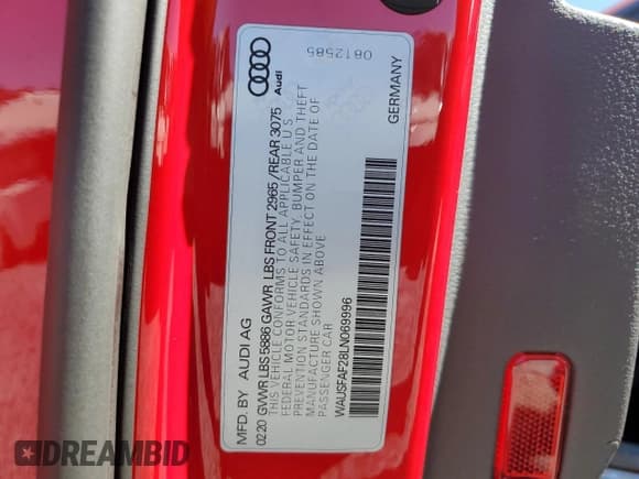 ✅ 2020 Audi S7 Prestige • VIN: WAUSFAF28LN069996 • Lot: 73579084. Listed on Copart with 87,828 mi. Free auction sales archive from the USA and detailed vehicle history report at DreamBid. Image 13.