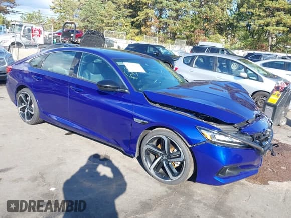 ✅ 2021 Honda Accord Sport • VIN: 1HGCV2F39MA033575 • Лот: 43518772. Опубликован ранее на IAAI с пробегом 62 098 миль. Бесплатный доступ к архиву аукционных продаж из США и подробный отчёт об истории автомобиля на DreamBid. Изображение 1.