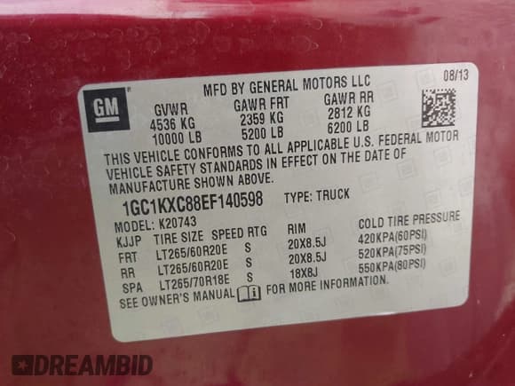 ✅ 2014 Chevrolet Silverado 2500HD LT • VIN: 1GC1KXC88EF140598 • Lot: 42023482. Listed on IAAI with 300,929 mi. Free auction sales archive from the USA and detailed vehicle history report at DreamBid. Image 9.