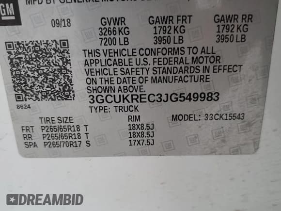 ✅ 2018 Chevrolet Silverado 1500 LT • VIN: 3GCUKREC3JG549983 • Lot: 89824365. Listed on Copart with 74,697 mi. Free auction sales archive from the USA and detailed vehicle history report at DreamBid. Image 12.