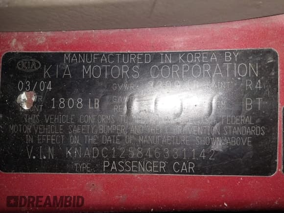 ✅ 2004 Kia Rio • VIN: KNADC125846331142 • Лот: 41982947. Опубликован ранее на IAAI с пробегом 181 904 миль. Бесплатный доступ к архиву аукционных продаж из США и подробный отчёт об истории автомобиля на DreamBid. Изображение 9.