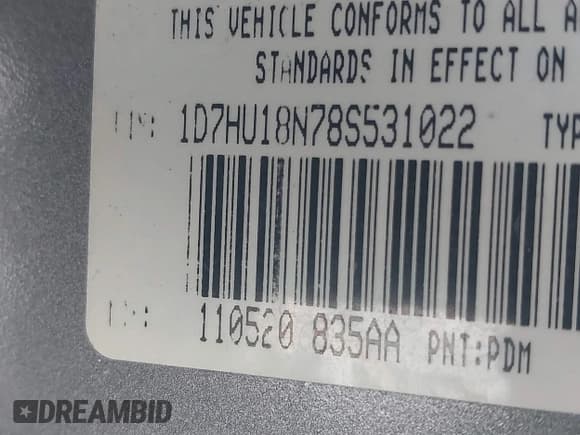 ✅ 2008 Dodge 1500 ST • VIN: 1D7HU18N78S531022 • Лот: 41531524. Опубликован ранее на IAAI с пробегом 133 918 миль. Бесплатный доступ к архиву аукционных продаж из США и подробный отчёт об истории автомобиля на DreamBid. Изображение 9.