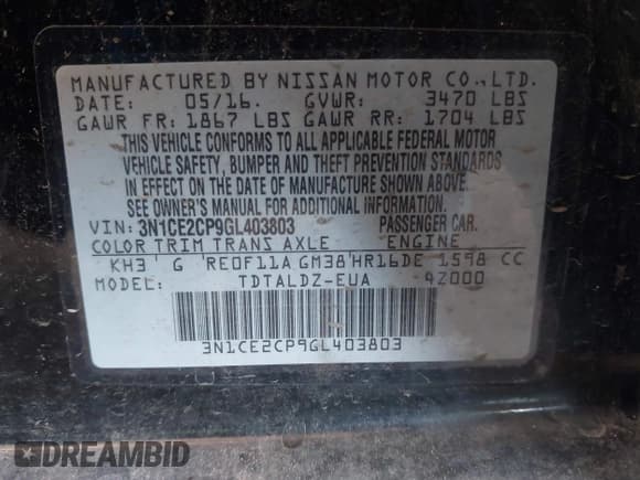 ✅ 2016 Nissan Note S • VIN: 3N1CE2CP9GL403803 • Lot: 42824286. Listed on IAAI with 74,984 mi. Free auction sales archive from the USA and detailed vehicle history report at DreamBid. Image 9.