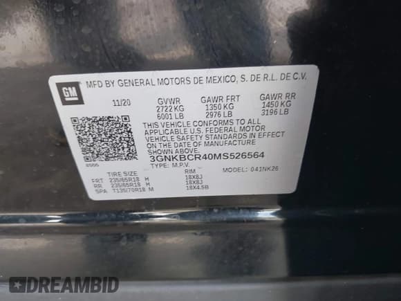 ✅ 2021 Chevrolet Blazer LT • VIN: 3GNKBCR40MS526564 • Lot: 43242379. Listed on IAAI with 86,649 mi. Free auction sales archive from the USA and detailed vehicle history report at DreamBid. Image 9.