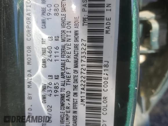 ✅ 2002 Mazda Millenia S • VIN: JM1TA222721733227 • Lot: 84770685. Wystawiony na Copart z przebiegiem 86 654 mil. Bezpłatny archiwum sprzedaży aukcyjnych z USA i szczegółowy raport historii pojazdu na DreamBid. Zdjęcie 12.
