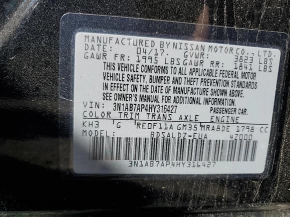 ✅ 2017 Nissan Sentra SL • VIN: 3N1AB7AP4HY316427 • Lot: 80840885. Listed on Copart with 74,653 mi. Free auction sales archive from the USA and detailed vehicle history report at DreamBid. Image 13.