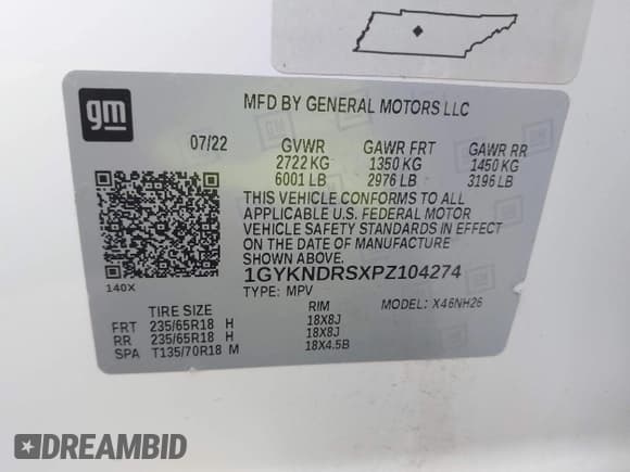 ✅ 2023 Cadillac XT5 AWD Premium Luxury • VIN: 1GYKNDRSXPZ104274 • Lot: 43569714. Listed on IAAI with 49,006 mi. Free auction sales archive from the USA and detailed vehicle history report at DreamBid. Image 9.