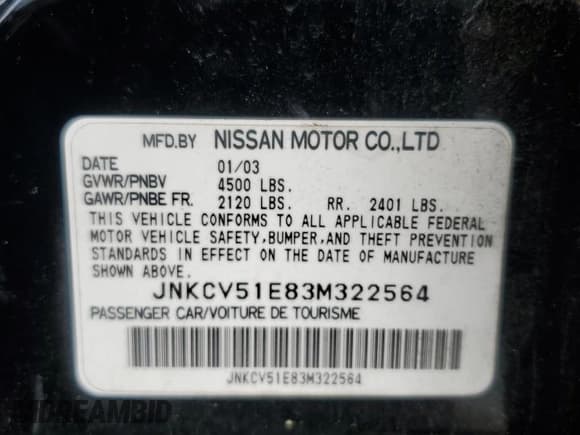 ✅ 2003 Infiniti G35 • VIN: JNKCV51E83M322564 • Lot: 56834315. Wystawiony na Copart z przebiegiem 207 680 mil. Bezpłatny archiwum sprzedaży aukcyjnych z USA i szczegółowy raport historii pojazdu na DreamBid. Zdjęcie 12.