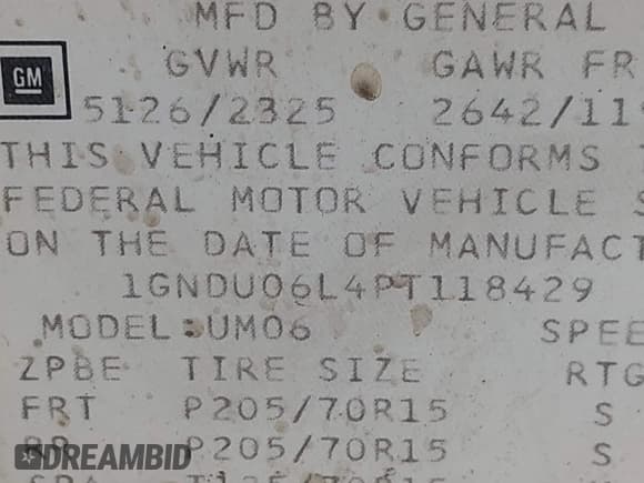 ✅ 1993 Chevrolet Lumina Van • VIN: 1GNDU06L4PT118429 • Лот: 42907129. Опубликован ранее на IAAI с пробегом 165 193 миль. Бесплатный доступ к архиву аукционных продаж из США и подробный отчёт об истории автомобиля на DreamBid. Изображение 9.