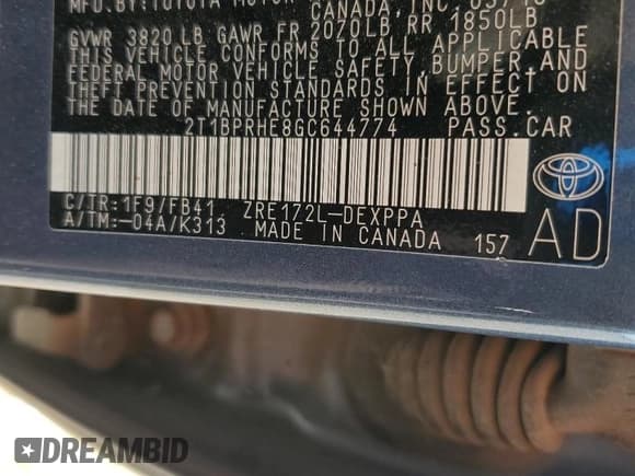 ✅ 2016 Toyota Corolla LE Eco • VIN: 2T1BPRHE8GC644774 • Лот: 87013045. Опубликован ранее на Copart с пробегом 110 496 миль. Бесплатный доступ к архиву аукционных продаж из США и подробный отчёт об истории автомобиля на DreamBid. Изображение 13.