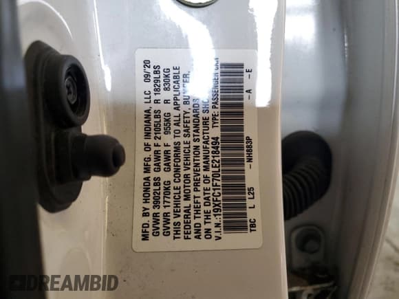 ✅ 2020 Honda Civic EX-L • VIN: 19XFC1F70LE218494 • Lot: 84817515. Listed on Copart with 62,886 mi. Free auction sales archive from the USA and detailed vehicle history report at DreamBid. Image 13.