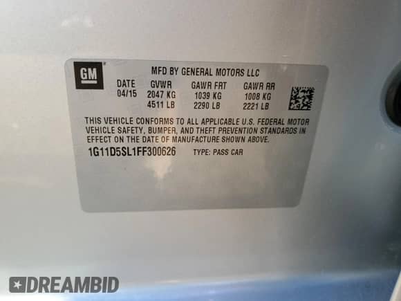 2015 Chevrolet Malibu LT z VIN 1G11D5SL1FF300626, wystawiony jako Copart lot #41372694 z przebiegiem 49 963 mil mil oraz . Historia ofert i sprzedaży dostępna na DreamBid. Obrazek 12.