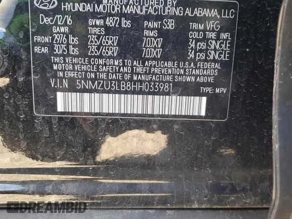 ✅ 2017 Hyundai Santa Fe 2.4L • VIN: 5NMZU3LB8HH033981 • Лот: 73414952. Опубликован ранее на Copart с пробегом 84 211 миль. Бесплатный доступ к архиву аукционных продаж из США и подробный отчёт об истории автомобиля на DreamBid. Изображение 13.