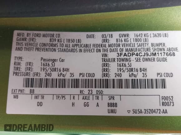 ✅ 2018 Ford Fiesta Titanium • VIN: 3FADP4CJ9JM117668 • Lot: 43281962. Listed on IAAI with 104,716 mi. Free auction sales archive from the USA and detailed vehicle history report at DreamBid. Image 9.