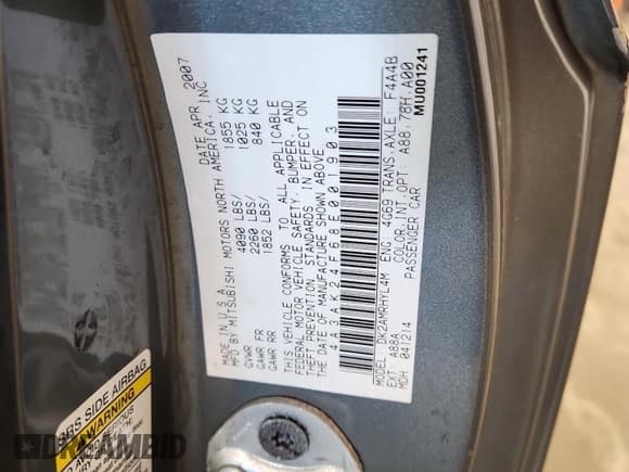 ✅ 2008 Mitsubishi Eclipse GS • VIN: 4A3AK24F68E001903 • Лот: 80754725. Опубликован ранее на Copart с пробегом 192 196 миль. Бесплатный доступ к архиву аукционных продаж из США и подробный отчёт об истории автомобиля на DreamBid. Изображение 12.