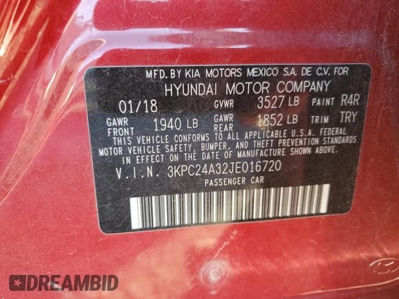 ✅ 2018 Hyundai Accent SE • VIN: 3KPC24A32JE016720 • Лот: 41986875. Опубликован ранее на Copart с пробегом 109 761 миль. Бесплатный доступ к архиву аукционных продаж из США и подробный отчёт об истории автомобиля на DreamBid. Изображение 14.