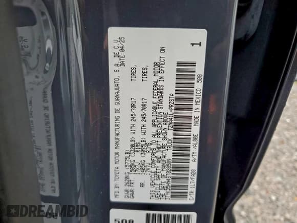 ✅ 2025 Toyota Tacoma SR • VIN: 3TYKD5HN4ST028589 • Lot: 94501105. Wystawiony na Copart z przebiegiem 12 016 mil. Bezpłatny archiwum sprzedaży aukcyjnych z USA i szczegółowy raport historii pojazdu na DreamBid. Zdjęcie 12.